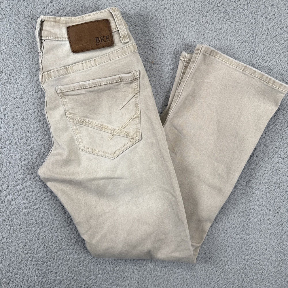 BKE‎ Aiden Jeans Mens 26X30 (fit 28x27) TAN/BEIGE Slim Fit Stretch Straight Leg